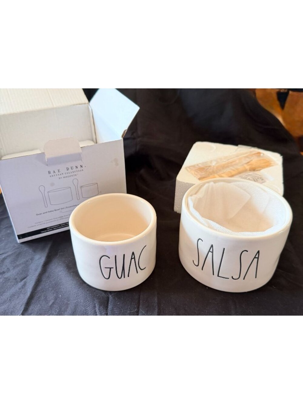 Rae Dunn Guac & Salsa Bowl Set Never Used Box spotted in places